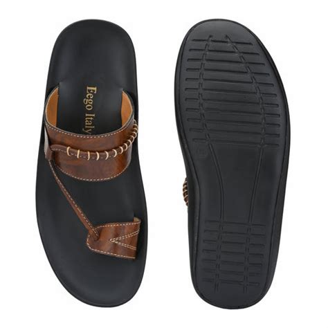 Eego Italy Men's Kolhapuri Thong Slippers KM-2-BROWN