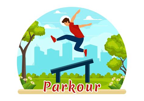 Parkour Sports Illustration featuring Young Men Jumping Over Walls and ...