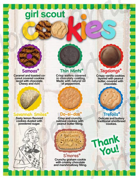 2019 LBB Girl Scout Cookie Price List GS Cookie Booth Menu 8.5 | Etsy