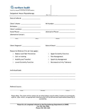 Fillable Online Musculoskeletal Physiotherapy Referral Form ( ... Fax ...