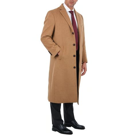 Mens Classic Fit Full Length Wool Cashmere Overcoat | The Suit Depot