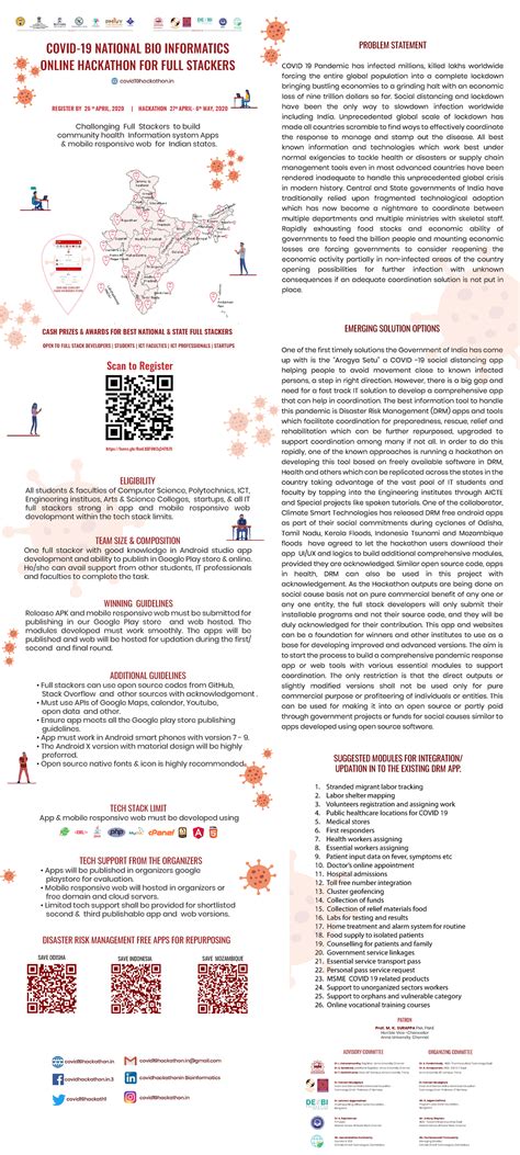 Brochure 21 Apr 2020 - Notes - PROBLEM STATEMENT COVID 19 Pandemic has ...
