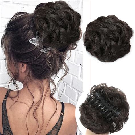 rommelig haar knot haarstukje voor vrouwen clip in klauw haarstukken ...