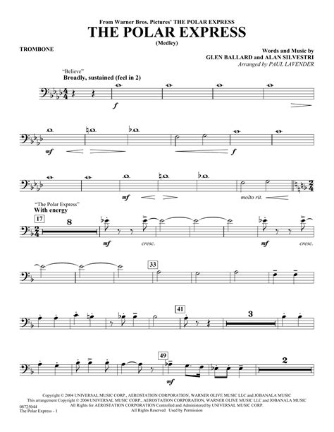 The Polar Express (Medley) (arr. Paul Lavender) - Trombone by Glen ...