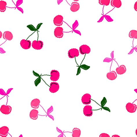 Premium Vector | Cute cherry seamless pattern hand drawn cherries ...