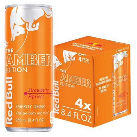 Red Bull Amber Edition Strawberry Apricot Energy Drink, 8.4 fl oz, Pack ...