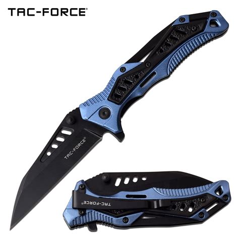 EDC Pocket Knife Spring Assisted Opening Knife Black Blue Ha