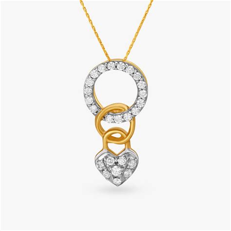 Hanging Heart Diamond Pendant and Earrings Set