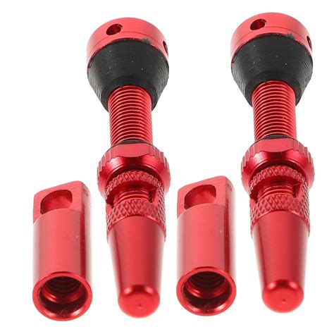 EXAOMBLE 2pcs Red Aluminum Alloy Tubeless Valve Set French Vacuum Valve ...