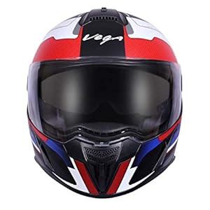 Vega Ryker D/V Armour Full Face Helmet (Dull Black and Red, Medium ...