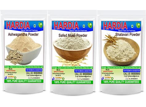 Hardia ashwagandha safed musli shatavari churna powder 300 gm combo ...