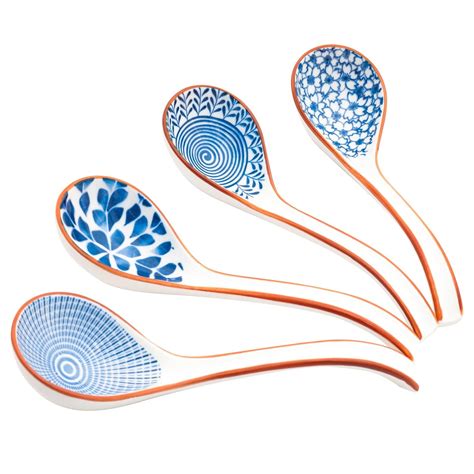 Savgkoyt Asian Soup Spoon Set of 4, Ceramic Ramen Spoon, 6.3inch ...