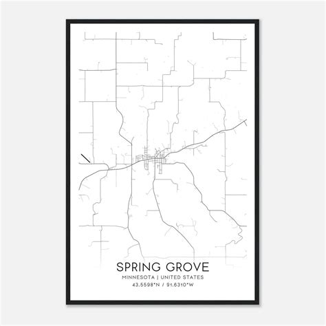 Spring Grove Minnesota Map Poster, Modern Home Decor Wall Art Print ...