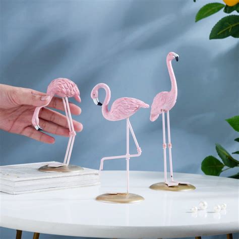 Flamingo Resin Decor Showpiece Pink Set Of 3