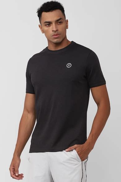 Buy Men Black Solid Crew Neck T-shirt Online - 890099 | Van Heusen