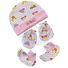 Mom's Darling Newborn Baby Cotton Mitten Sets with Cap and Booties ...
