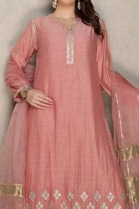 Buy Pink Kurta And Pant Silk Chanderi Embroidery Gota Work Notched A ...