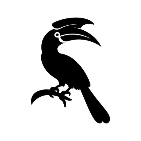 Silhouette of a hornbill animal bird vector clipart design | Premium AI ...