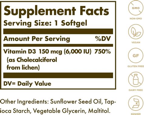 Buy Solgar Vegan Vitamin D3 (Cholecalciferol) 150 mcg (6,000 IU) - 50 Softgels - Immune Support ...