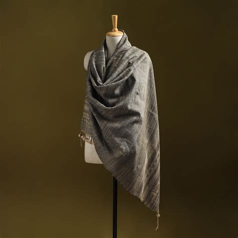 Brown Kutch Handspun Handwoven Merino Wool x Katia Silk Chomuk Buta Shawl