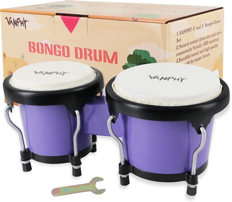 VANPHY Bongo Drum 4'' and 5'' Set for Kids Adults Beginners Percussion ...