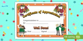 Certificate of Appreciation for Kids | Primary Resources