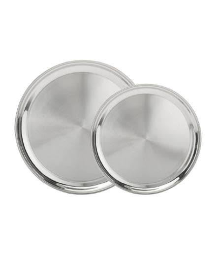 Stainless Steel Matt Finish Salver Tray for Serving, 13.5" Diameter ...