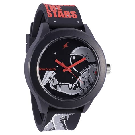 Buy Online Fastrack Space Rover Quartz Analog Black Dial Silicone Strap ...