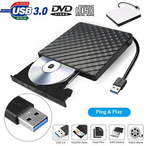 External DVD Drive USB 3.0, EEEkit Portable CD DVD +/-RW Optical Drive ...