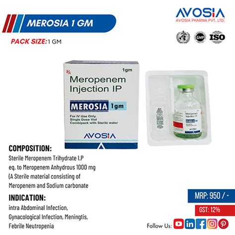 MEROSIA-1gm Injection Avosia Pharma Pvt. Ltd.