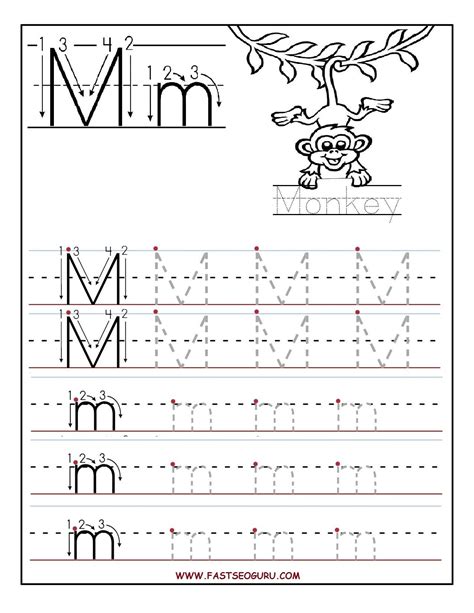 Letter M Template For Preschool Tracing Worksheets - Dot to Dot Name Tracing Website