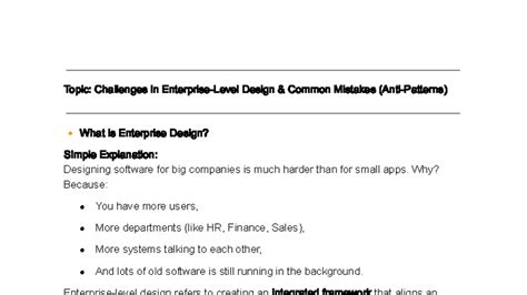 Challenges in Enterprise Design: Key Issues & Solutions - Studocu