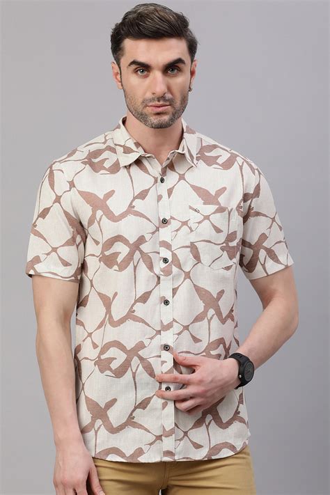 Classic Polo Men's Half Sleeve White/Lt.Brown Polo Neck Slim Fit All-O