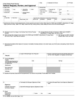 PS Form 4515, Vehicle Request, Review, And ... - NALC Branch 78 - Nalc ...