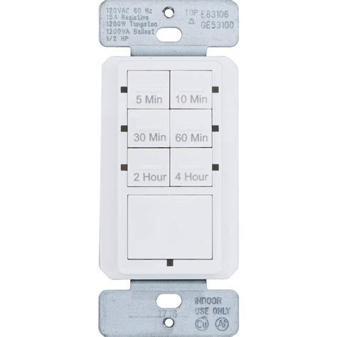 Buy 15 Amp 4-Hour In-Wall Push Button Countdown Timer Switch with Screw ...