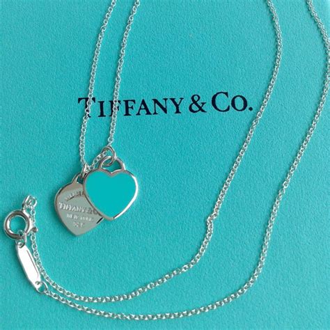 【Tiffany & Co.蒂芙尼 项链】Tiffany & Co./蒂芙尼 925银镶双心形珐琅蓝心粉心爱心吊坠项链 27125107 蓝色 ...