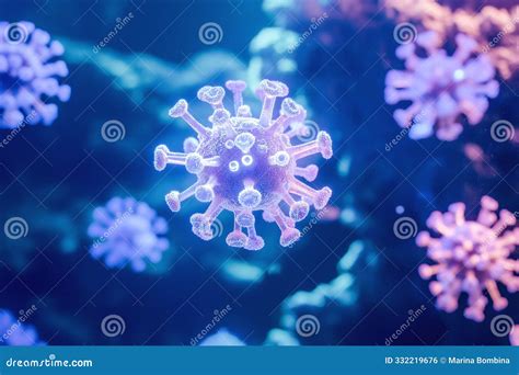 Microscope Virus Close Up with Blurry Background Stock Illustration - Illustration of microscope ...