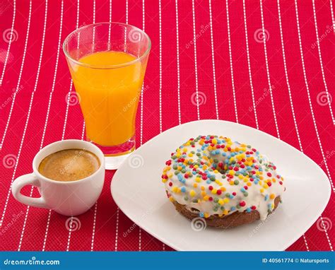 Cronut, Coffee and Orange Juice Stock Photo - Image of food, juice ...