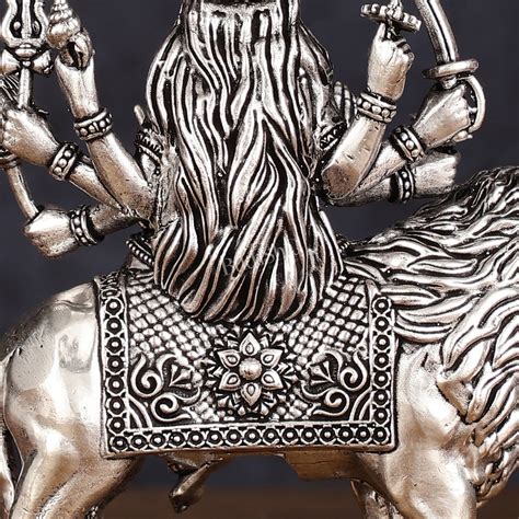 Brass silver plated Goddess Durga Ambe Mata Sitting on Lion - 6 ...