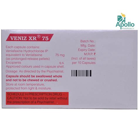 Veniz XR 75 Capsule 10's Price, Uses, Side Effects, Composition ...