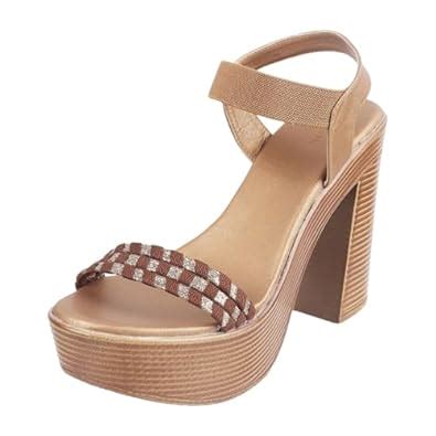 Buy Mochi Women Antic Gold Synthetic Leather Block heel Fashion Sandal ...