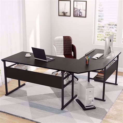 TribeSigns Modern L-Shaped Desk with Bookshelf, 67 India | Ubuy