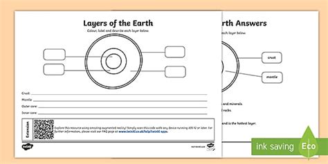 KS2 Layers of the Earth Worksheet with QR Code