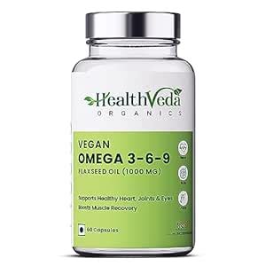 Health Veda Organics Vegan Omega 3-6-9 Flaxseed Oil (1000mg) for ...