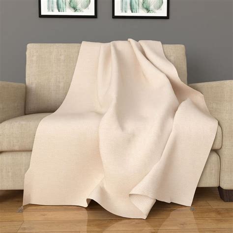 Buy Marshmallow Beige Soft Textured Light Weight Throw - 200x135cm from ...