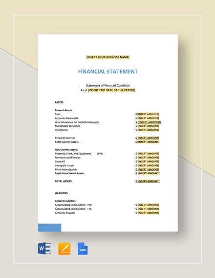 Image result for Sample Financial Statement Template