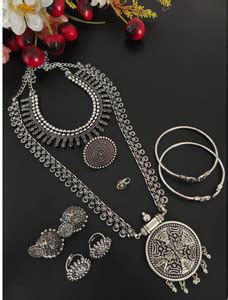 Naman Arts Brass Silver Jewellery Set Price in India - Buy Naman Arts ...