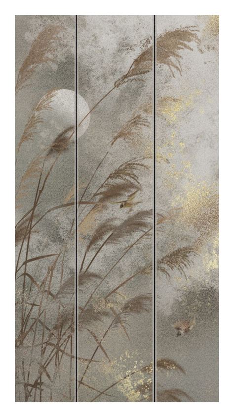 Three Panel Wall Art with Grass Blowing in the Wind