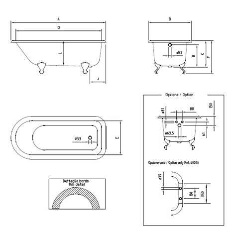 White Freestanding Bathtub Vintage Style Made in Italy
