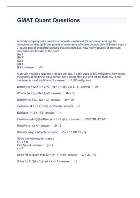 GMAT Quant Questions with Accurate Answers 2024 - GMAT - Stuvia US